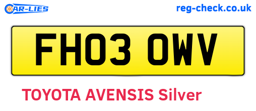 FH03OWV are the vehicle registration plates.