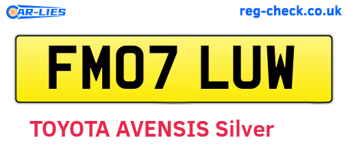 FM07LUW are the vehicle registration plates.