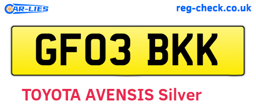 GF03BKK are the vehicle registration plates.