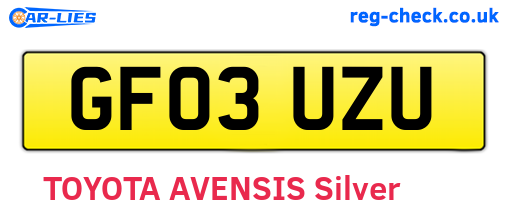 GF03UZU are the vehicle registration plates.