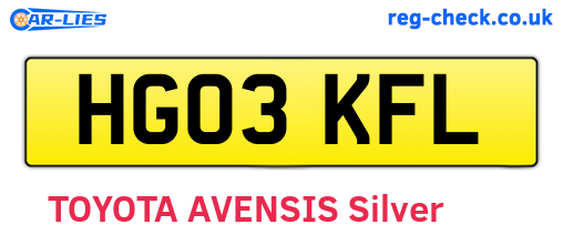 HG03KFL are the vehicle registration plates.