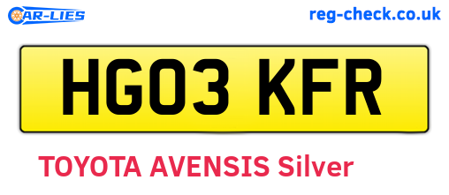 HG03KFR are the vehicle registration plates.