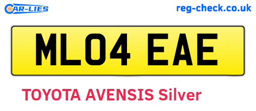 ML04EAE are the vehicle registration plates.