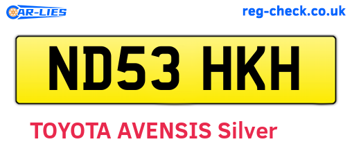 ND53HKH are the vehicle registration plates.