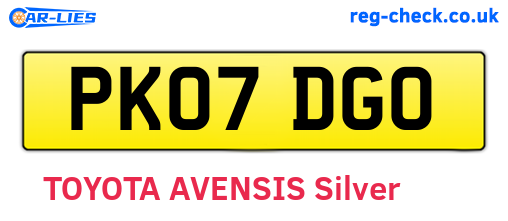 PK07DGO are the vehicle registration plates.