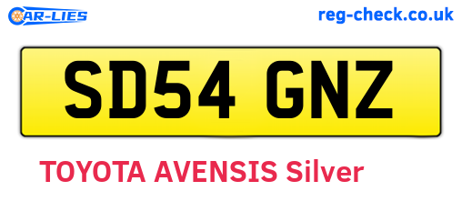 SD54GNZ are the vehicle registration plates.