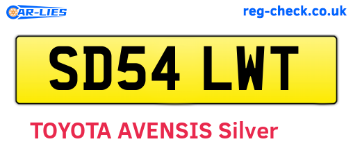 SD54LWT are the vehicle registration plates.
