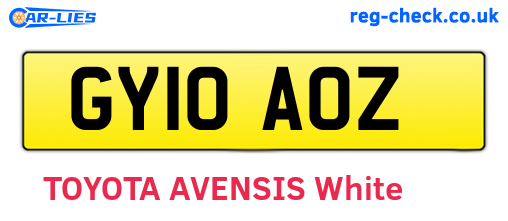 GY10AOZ are the vehicle registration plates.