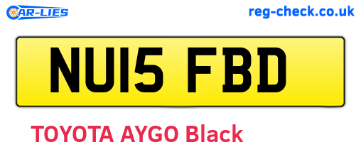 NU15FBD are the vehicle registration plates.