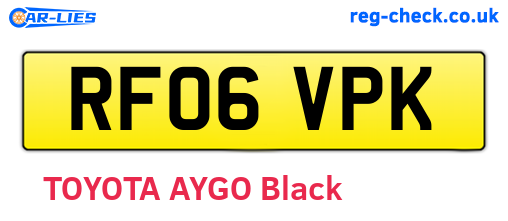RF06VPK are the vehicle registration plates.