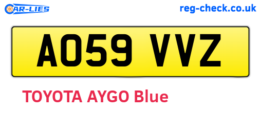 AO59VVZ are the vehicle registration plates.