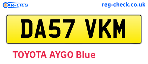 DA57VKM are the vehicle registration plates.