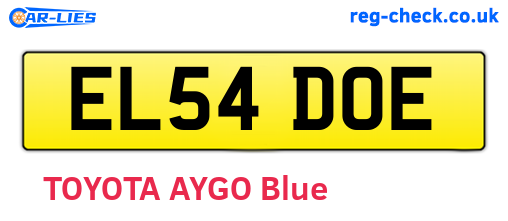 EL54DOE are the vehicle registration plates.