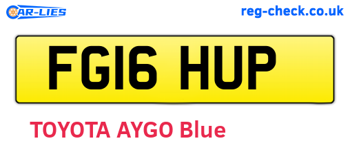 FG16HUP are the vehicle registration plates.