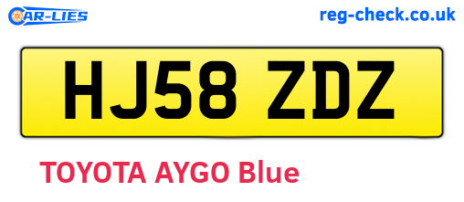HJ58ZDZ are the vehicle registration plates.