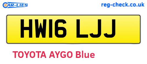 HW16LJJ are the vehicle registration plates.