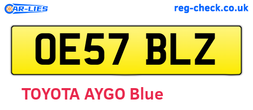 OE57BLZ are the vehicle registration plates.