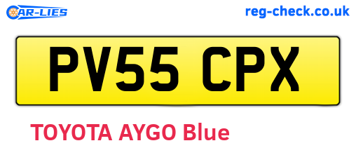 PV55CPX are the vehicle registration plates.