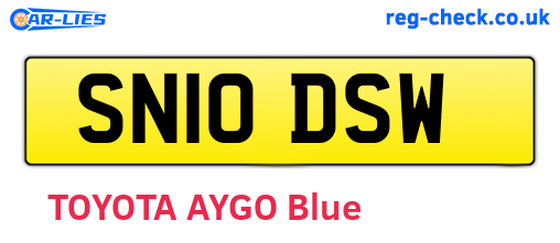 SN10DSW are the vehicle registration plates.