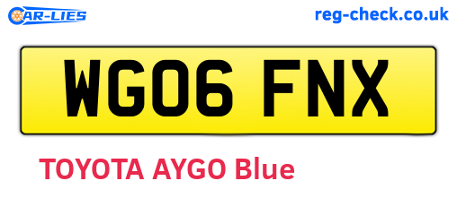 WG06FNX are the vehicle registration plates.