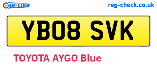 YB08SVK are the vehicle registration plates.