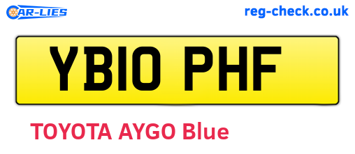 YB10PHF are the vehicle registration plates.