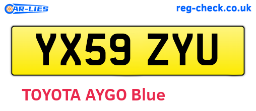 YX59ZYU are the vehicle registration plates.