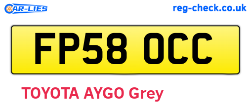 FP58OCC are the vehicle registration plates.