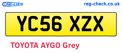 YC56XZX are the vehicle registration plates.