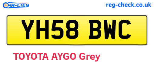 YH58BWC are the vehicle registration plates.
