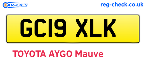 GC19XLK are the vehicle registration plates.