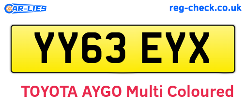 YY63EYX are the vehicle registration plates.