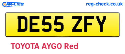 DE55ZFY are the vehicle registration plates.