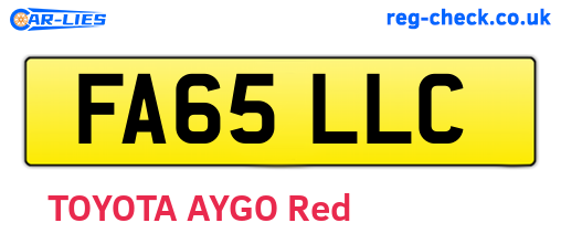 FA65LLC are the vehicle registration plates.