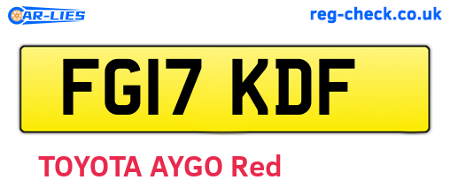 FG17KDF are the vehicle registration plates.