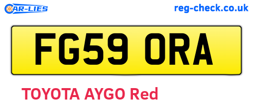FG59ORA are the vehicle registration plates.