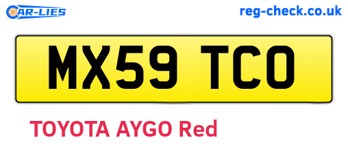 MX59TCO are the vehicle registration plates.