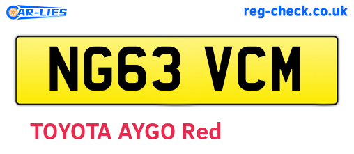 NG63VCM are the vehicle registration plates.