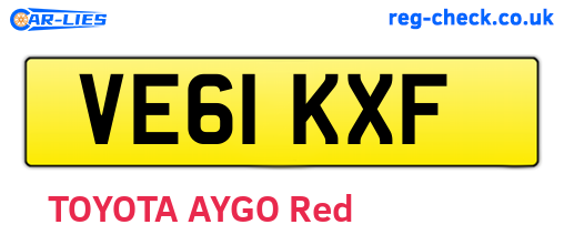 VE61KXF are the vehicle registration plates.