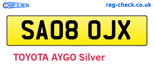 SA08OJX are the vehicle registration plates.