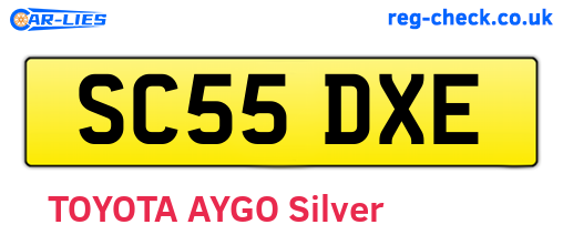 SC55DXE are the vehicle registration plates.