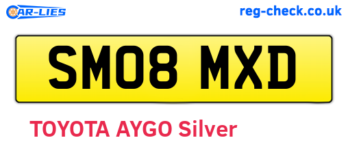 SM08MXD are the vehicle registration plates.