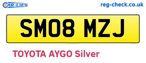 SM08MZJ are the vehicle registration plates.