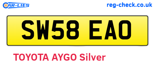 SW58EAO are the vehicle registration plates.