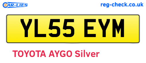 YL55EYM are the vehicle registration plates.