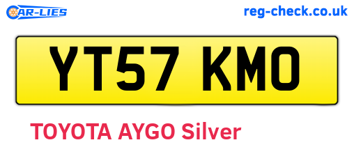 YT57KMO are the vehicle registration plates.