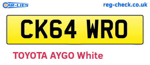 CK64WRO are the vehicle registration plates.