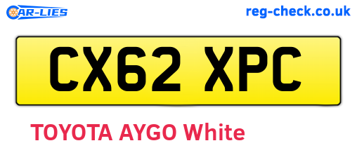 CX62XPC are the vehicle registration plates.