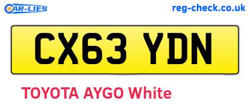CX63YDN are the vehicle registration plates.