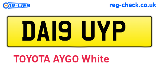 DA19UYP are the vehicle registration plates.